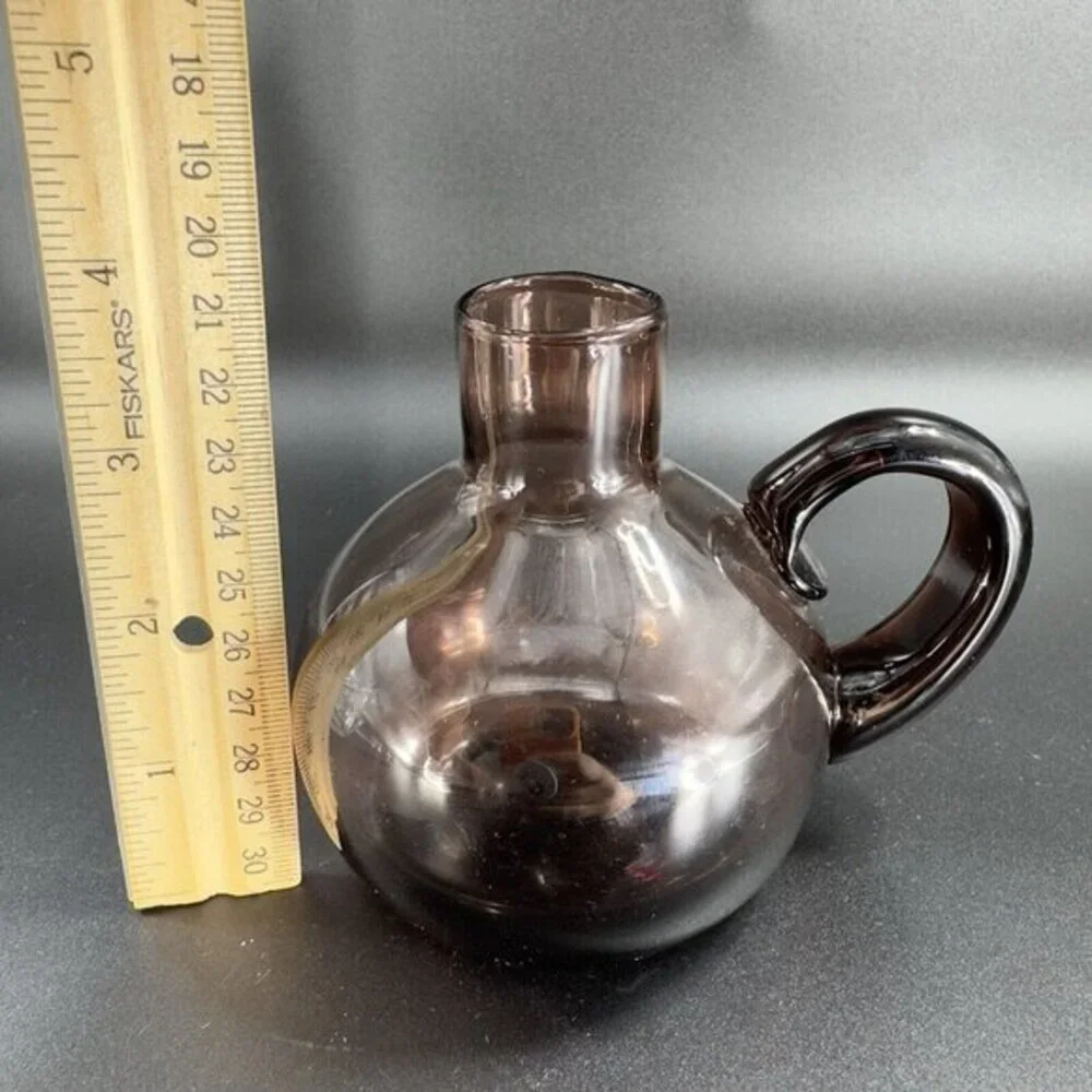 Vintage Mid Century Amethyst Purple Glass Jug Pitcher Container With‎ Handle VTG
